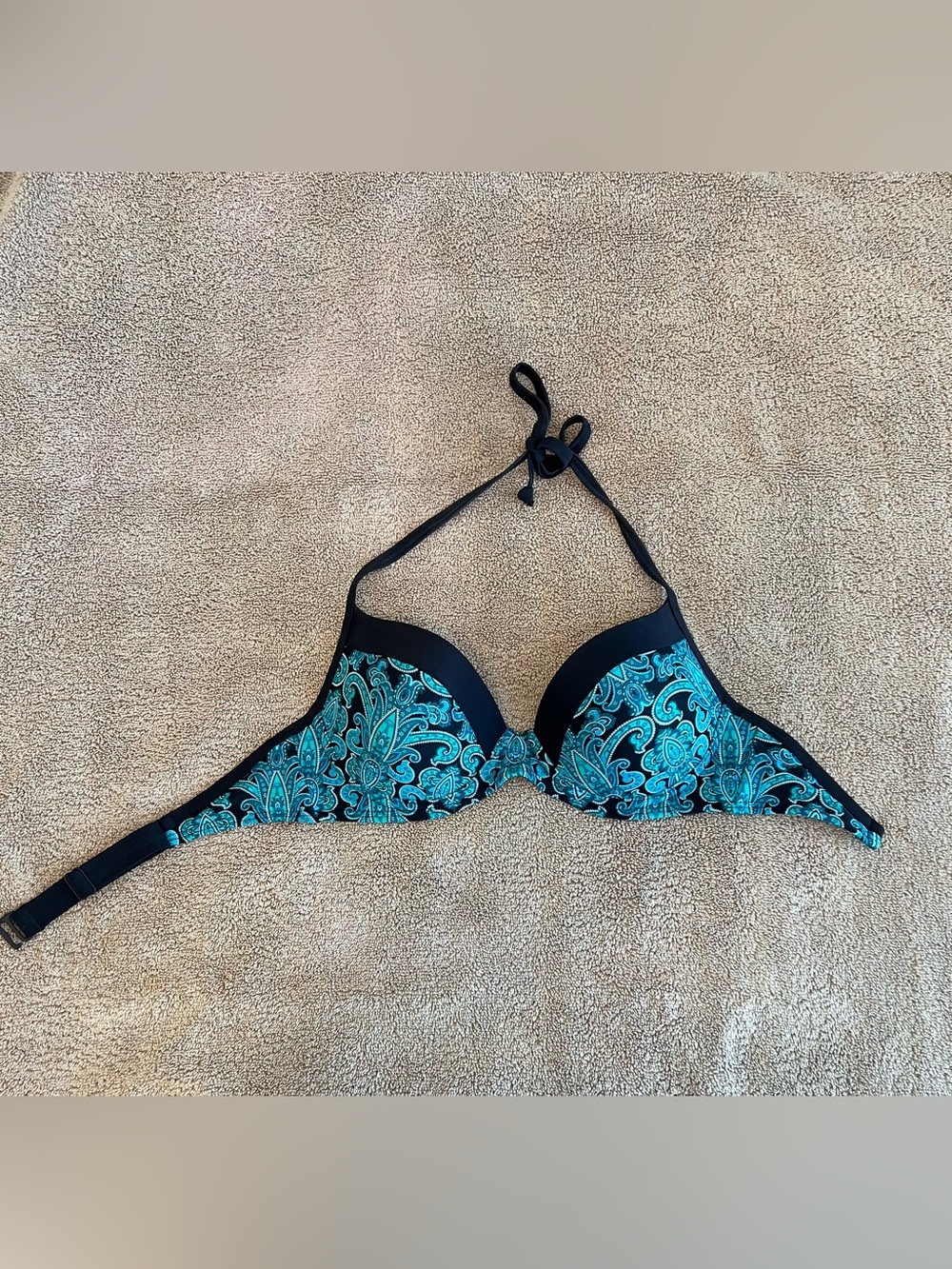 Venus Teal Paisley Halter Bikini Top 32D/34C/36B